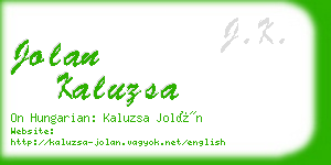 jolan kaluzsa business card